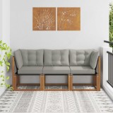 vidaXL Canapea exterior modulara 3 buc set lemn acacia perne confortabile natural 185,5x63x73cm