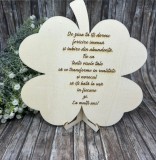 Blank din lemn,gravat la laser,in forma de trifoi,cu textul ,,La Multi Ani