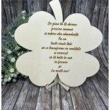 Blank din lemn,gravat la laser,in forma de trifoi,cu textul ,,La Multi Ani