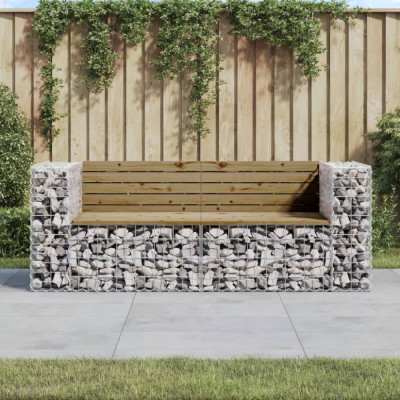 Banca de gradina cu gabion, 184x71x65,5 cm, lemn pin impregnat foto