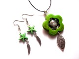 set cu howlite verde si margea murano 43588