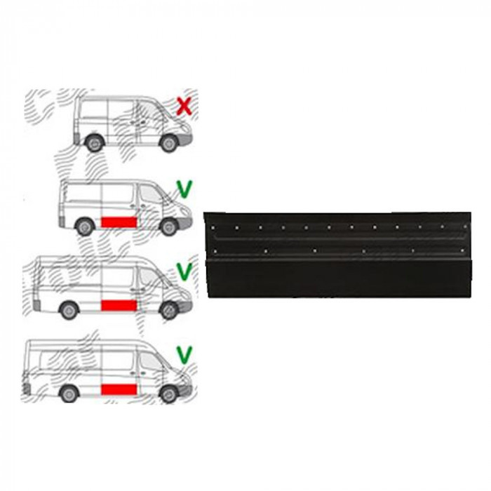 Panou de reparatie usa Mercedes Sprinter, 07.2006-10.2013; Crafter (2e), 12.2005-04.2017, partea Dreapta, inferior; USA glisanta; lungime 1510, inalt