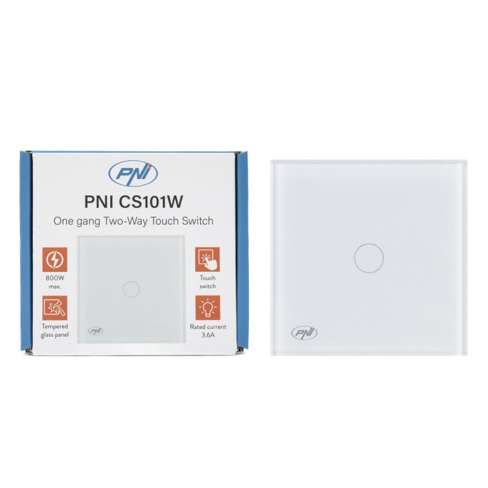 Resigilat : Intrerupator cap scara si cap cruce simplu cu touch PNI CS101W din sti