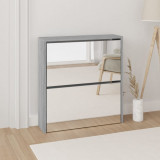 Gossi pantofar cu oglinda, 2 niveluri, gri sonoma, 63x17x67 cm