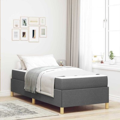 vidaXL Pat cu arcuri Gri &amp;icirc;nchis și Alb și Gri &amp;icirc;nchis 90 x 200 cm 3398907 foto