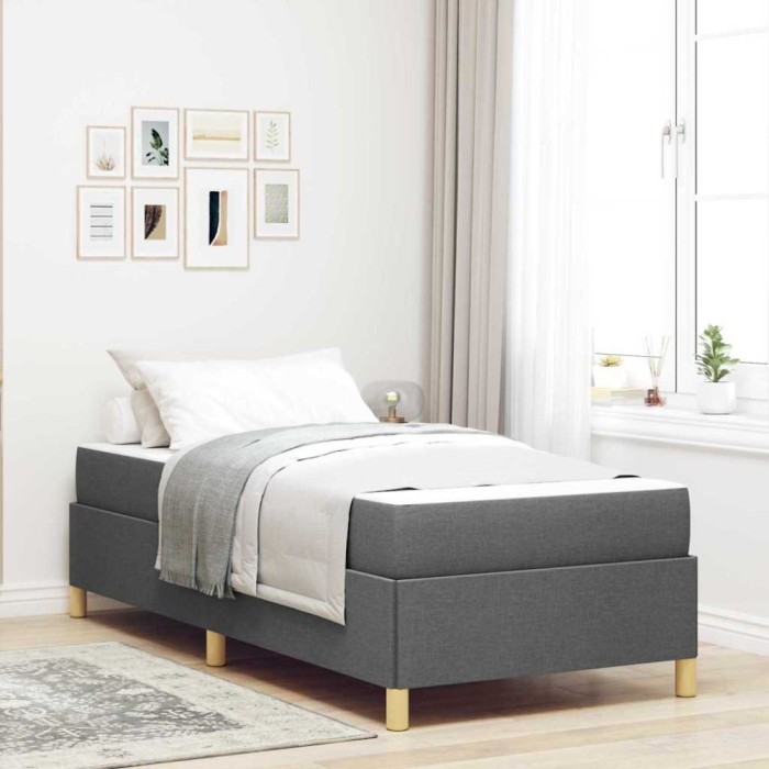 vidaXL Pat cu arcuri Gri &icirc;nchis și Alb și Gri &icirc;nchis 90 x 200 cm 3398907
