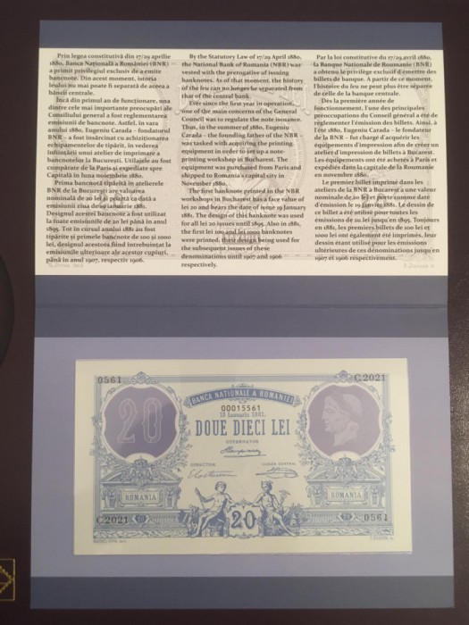 Romania 20 Lei 2021 pick 126 Replica Polymer 1881 BNR
