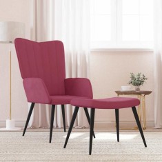 vidaXL Scaun de relaxare cu taburet, roșu vin, catifea 327693