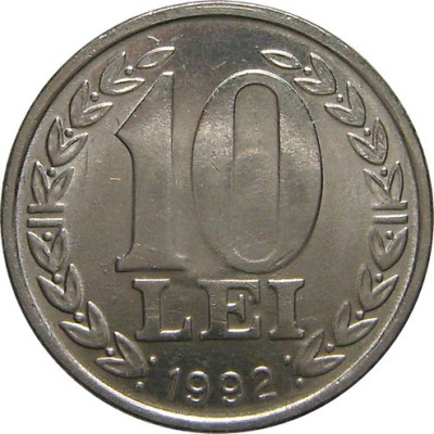 Romania, 10 lei 1992_f frumoasă, luciu * cod 66 foto