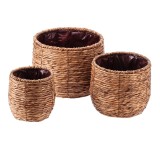 Cumpara ieftin Set 3 ghivece flori fibre naturale maro 18 x 19 cm, 24,5 x 22 cm, 31 x 25 cm