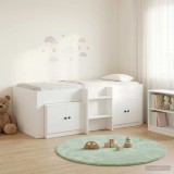 Cumpara ieftin Cadru de pat loft cu sertar cu usa 3 buc. Alb Lemn prelucrat