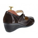 Pantofi dama din piele naturala cu bareta - Model casual P13 Maro
