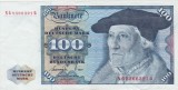 Bancnotă Germania de Vest 100 Deutsche Mark 1977, seria NG 8366321 Q