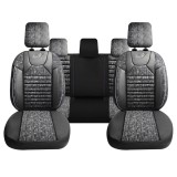 Cumpara ieftin Set Huse Scaune Auto Panda Kas, material textil cu piele ecologica, cu fermoare pentru bancheta rabatabila, gri cu negru, 11 piese