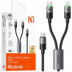 Mcdodo Usb-C 2In1 Cablu De &Icirc;ncărcare Rapidă Pentru Iphone 14 Macbook Led 100W 2M