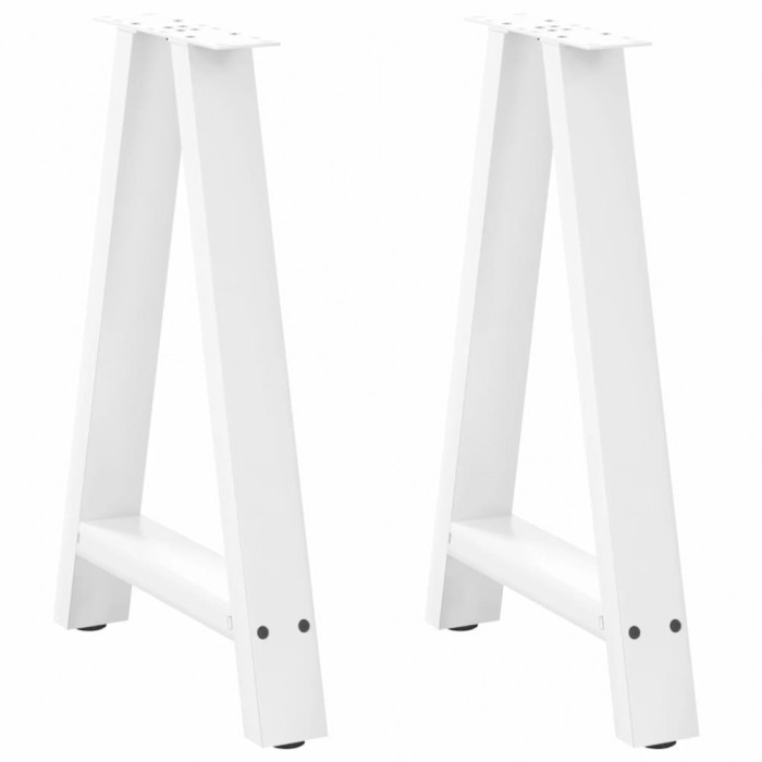 vidaXL Picioare de masă &icirc;n formă de A, 2 buc., alb, 60x(72-73) cm, oțel
