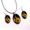 Set bijuterii cu floarea soarelui pe fundal negru, set oval pandantiv si cercei 41408