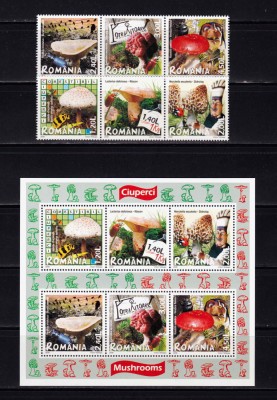 RO 2008 LP 1792+ b &amp;quot;Ciuperci &amp;quot;, serie+ bloc/colita 417 ,MNH foto