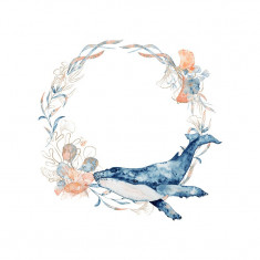 Sticker decorativ Coroana Balena, Multicolor, 54 cm, 5885ST