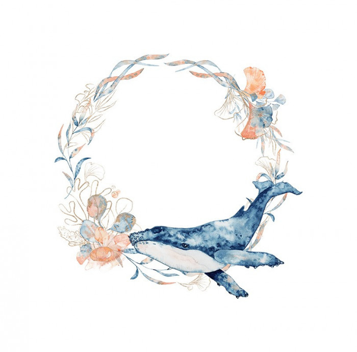 Sticker decorativ Coroana Balena, Multicolor, 54 cm, 5885ST