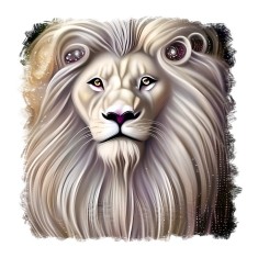 Sticker decorativ Leu, Alb, 55 cm, 11341ST foto