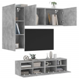 Unitati TV de perete, 4 piese, gri beton, lemn prelucrat GartenMobel Dekor, vidaXL