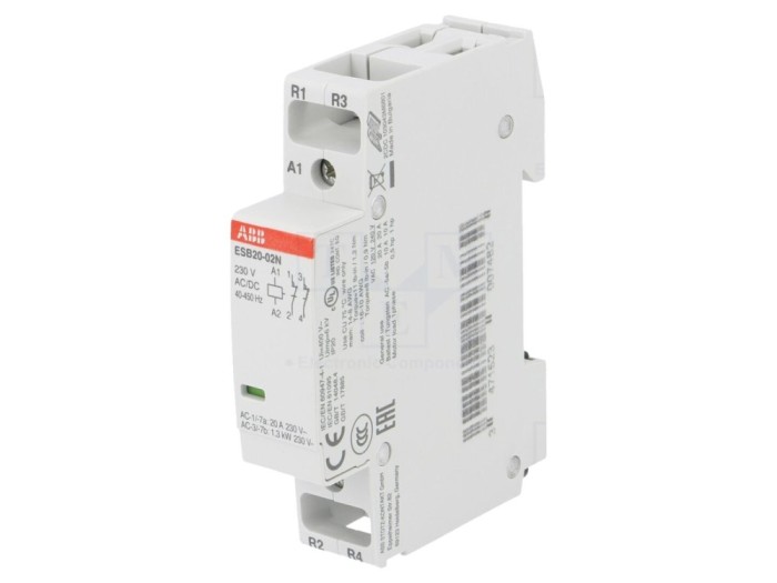 Contactor 2P 20A 230V NC x2