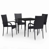 Cumpara ieftin Set de servit masa pentru gradina, 5 piese, negru