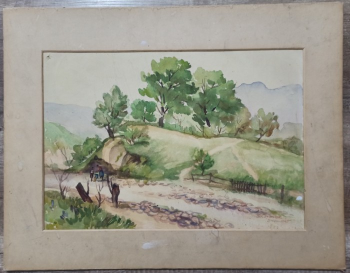 Drum la Brezoi// acuarela S. Cotifide, 1945