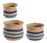 Cumpara ieftin Set 3 cosuri iarba mare natur albastru Ylenia 20x19 cm, 25x22 cm, 30x25 cm
