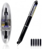 Stilou retractabil Writech corp negru cu cutie cadou si 5 patroane cerneala albastre
