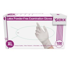 Cutie 100x Manusi Latex, Serix, de Unica Folosinta, Texturate, Nepudrate, Albe, Marimea XL