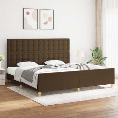 vidaXL Cadru de pat fără saltea, maro &amp;icirc;nchis, 200x200 cm, textil 3125408 foto