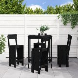 VidaXL Set mobilier bar de grădină, 5 piese, negru, lemn masiv de pin