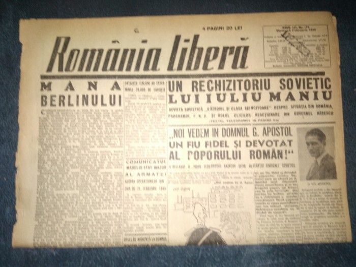 ZIAR ROMANIA LIBERA 23 FEBRUARIE 1945