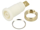 Conector banană 4mm soclu 32A 1kV albă aurit Hirschmann T&amp;M