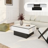 Masa de cafea extensibila Lens 80x60x36 cm alb/negru lucios