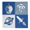 Puzzle Podea, Model Spațial, Set 4 Piese, Albastru-Ciel-Alb, 61x61cm, Material EVA, Oem