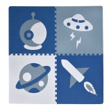 Puzzle Podea, Model Spațial, Set 4 Piese, Albastru-Ciel-Alb, 61x61cm, Material EVA, Oem