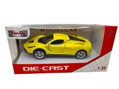 Macheta Ferrari galben scara 1:36 replica metal lumini si sunete, usi deschise