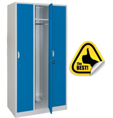 VESTIAR METALIC CU 3 USI COLOR ALBASTRU 900x500x1800 mm (LxlxH), Neasamblat, PLUS foto