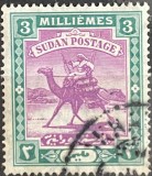 Sudan 3 Milliemes &ndash; Camel Postman &ndash; timbru clasic colonial, cca. 1902&ndash;1921