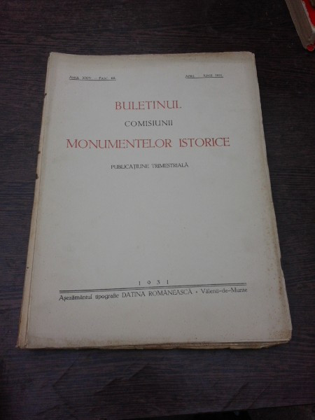 Buletinul Comisiunii Monumentelor istorice, aprilie iunie 1931