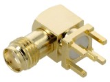 Conector SMA soclu mamă unghi THT aurit PTFE GCT RFPC-SMA27-F pentru PCB