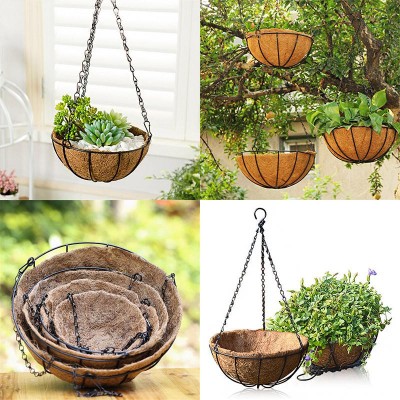 Ghiveci decorativ cu lant, rotund, nuca de cocos, 20, 25, 30 cm foto