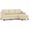 Canapea cu 3 locuri cu taburet, crem, 180 cm, material textil