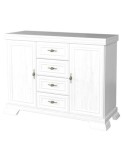 Comoda living si dormitor, VM3, 4 sertare, 2 usi, Pal melaminat, cu insertii MDF, Alb Antichizat