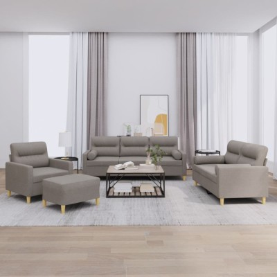 vidaXL Set de canapele cu perne, 4 piese, gri taupe, textil 3201567 foto