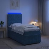 Cumpara ieftin Pat cu arcuri LED si saltea albastru 90 x 190 cm Catifea