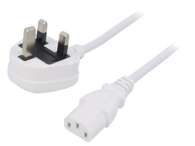 Cablu Alimentare 2m Alb 3A 3x0,75mm2 BS 1363 la IEC C13 foto